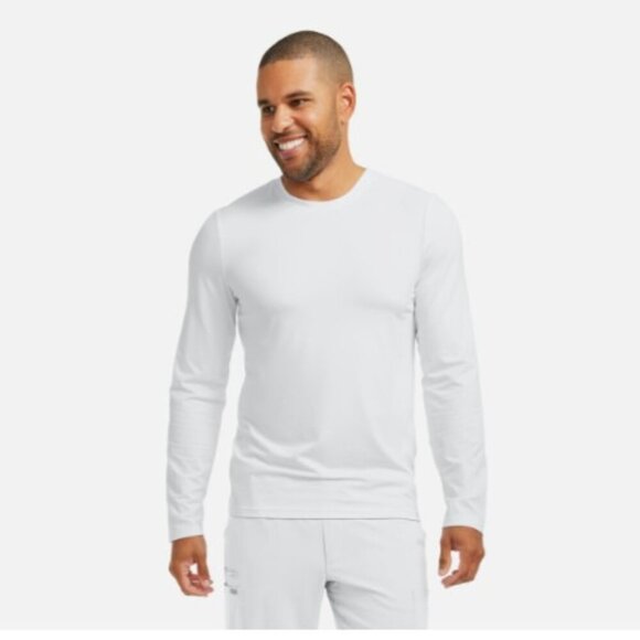 NWOT Lands End Mens XXL White Long-Sleeve T-Shirt Polyester Blend Casual Wear - Picture 1 of 7